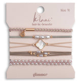 "Glimmer" Soft Pinks with Pearl & Gold Accent Hair Tie Bracelets: Small