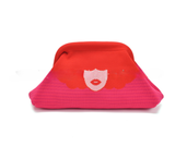 Stripe Knit Cosmetic Bag Checkered Knit Clutch: GPink / M