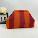 Striped Knit Cosmetic Bag Colorful Knit Clutch Bag: GPink / M