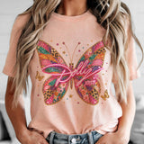 Dolly Country Music Butterfly Southern Classic Graphic Tee: Light Pink / Large