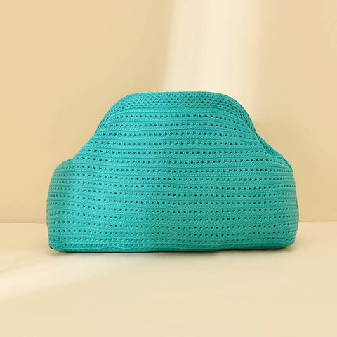 Hollow‑Out Knit Cosmetic Bag Solid Knit Clutch: Green / M