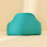 Hollow‑Out Knit Cosmetic Bag Solid Knit Clutch: Yellow / M