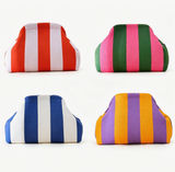 Striped Knit Cosmetic Bag Colorful Knit Clutch Bag: GPink / M