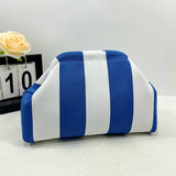 Striped Knit Cosmetic Bag Colorful Knit Clutch Bag: OBlue / M