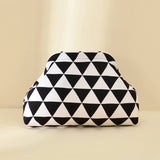 Stripe Knit Cosmetic Bag Geo Pattern Storage Clutch: Pink / M