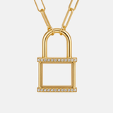 Gold Padlock Living Locket Necklace 20-22in: Gold / 20-22"
