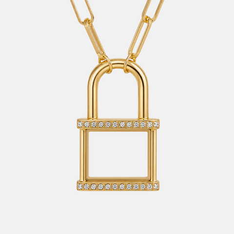 Gold Padlock Living Locket Necklace 20-22in: Gold / 20-22"