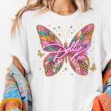 Dolly Country Music Butterfly Southern Classic Graphic Tee: Light Pink / Large