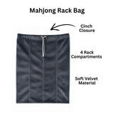 Velvet Mahjong Rack Bag with 4 Compartments: Teal