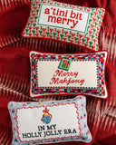 Merry Mahjong Needlepoint Pillow