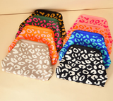 Leopard Print Knit Cosmetic Bag Knit Clutch: Rose / M
