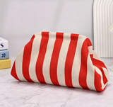 Stripe Knit Cosmetic Bag Checkered Knit Clutch: OPurple / M
