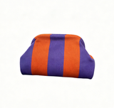 Stripe Knit Cosmetic Bag Checkered Knit Clutch: CRed / M