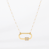 Gold or Silver Pearl Carabiner Necklace: Gold