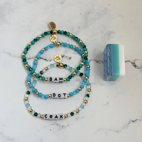 Crystal Prism Blue Mahjong Bracelet Set: Small Adult - 6.5 inches