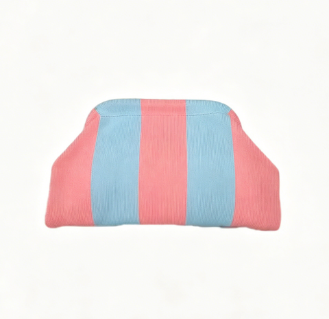 Stripe Knit Cosmetic Bag Checkered Knit Clutch: BluePink / M