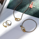 Two-Tone Tide Break Mixed Metal Necklace: 16-18"