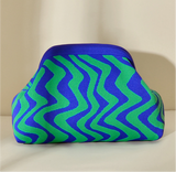 Stripe Knit Cosmetic Bag Wavy Pattern Storage Clutch: Yellow / M