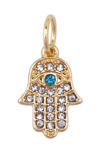 Pave Hamsa Charm in Shiny Gold