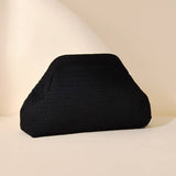 Hollow‑Out Knit Cosmetic Bag Solid Knit Clutch: LakeBlue / M