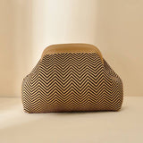 Stripe Knit Cosmetic Bag Geo Pattern Storage Clutch: Pink / M