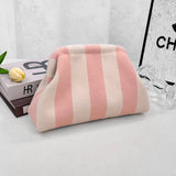 Striped Knit Cosmetic Bag Plush Knit Clutch: Yellow / M