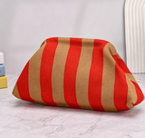 Stripe Knit Cosmetic Bag Checkered Knit Clutch: CZBlue / M