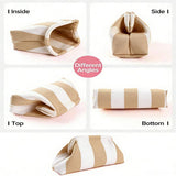 Stripe Knit Cosmetic Bag Geo Pattern Storage Clutch: Pink / M