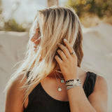 "Inspire" Grey & Black with Gold Flower Accent Hair Tie Bracelets: Small
