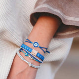"Resist" Blue Evil Eye Hair Tie Bracelets: Small