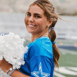 "Game Day" Blue & White Hair Tie Bracelets: Medium