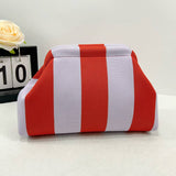 Striped Knit Cosmetic Bag Colorful Knit Clutch Bag: Khaki / M