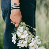"Unity" Black with Silver Hair Tie Bracelets: Medium