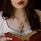 Gold or Silver Pearl Carabiner Necklace: Gold