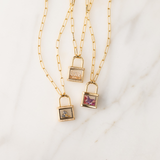 Gold Padlock Living Locket Necklace 20-22in: Gold / 20-22"