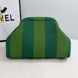 Striped Knit Cosmetic Bag Colorful Knit Clutch Bag: Coffee / M