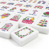 Green Mahjong Tiles Set (Floral Garden Style) (Single Layer): Bag