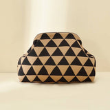 Stripe Knit Cosmetic Bag Geo Pattern Storage Clutch: TYellow / M