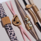 "Wild" Animal Print with Pink Accent Hair Tie Bracelets: Small