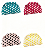 Polka Dots Knit Cosmetic Bag Cherry Knit Clutch: Blue / M