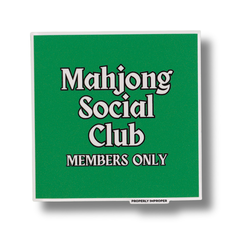 Raised Waterproof Sticker Green Mahjong Social Club
