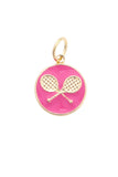 Circle Tennis Racquets Charm in Pink