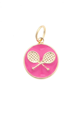 Circle Tennis Racquets Charm in Pink