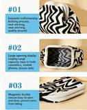 Stripe Knit Cosmetic Bag Wavy Pattern Storage Clutch: Green / M