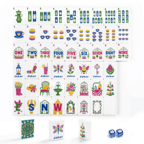 Green Mahjong Tiles Set (Floral Garden Style) (Single Layer): Bag