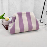 Striped Knit Cosmetic Bag Plush Knit Clutch: Rose_red / M