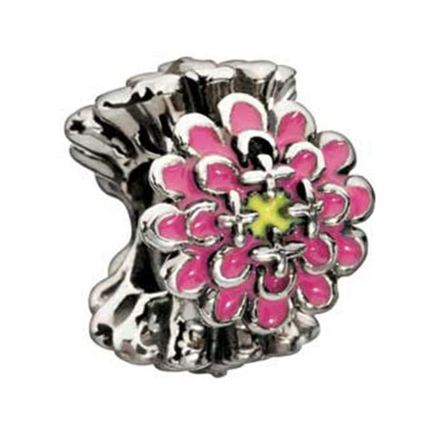 Pink Blooming Zinnia Enameled Bead - Chamilia - Centerville C&J Connection, Inc.