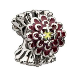 Burgundy Blooming Zinnia Enameled Bead - Chamilia - Centerville C&J Connection, Inc.