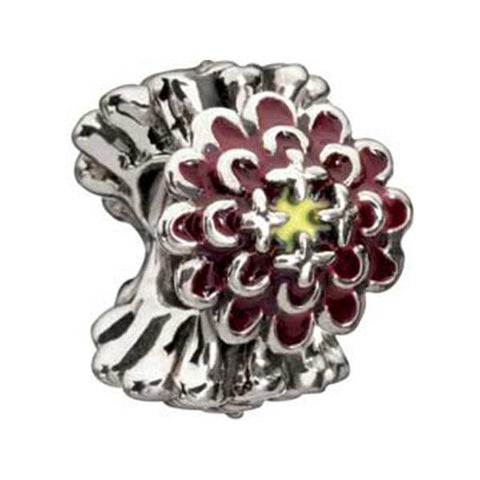 Burgundy Blooming Zinnia Enameled Bead - Chamilia - Centerville C&J Connection, Inc.