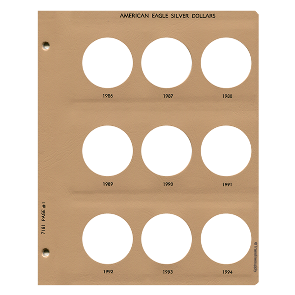 American Eagle Silver Dollars Replacement Page - Dansco Coin Albums - Centerville C&J Connection, Inc.